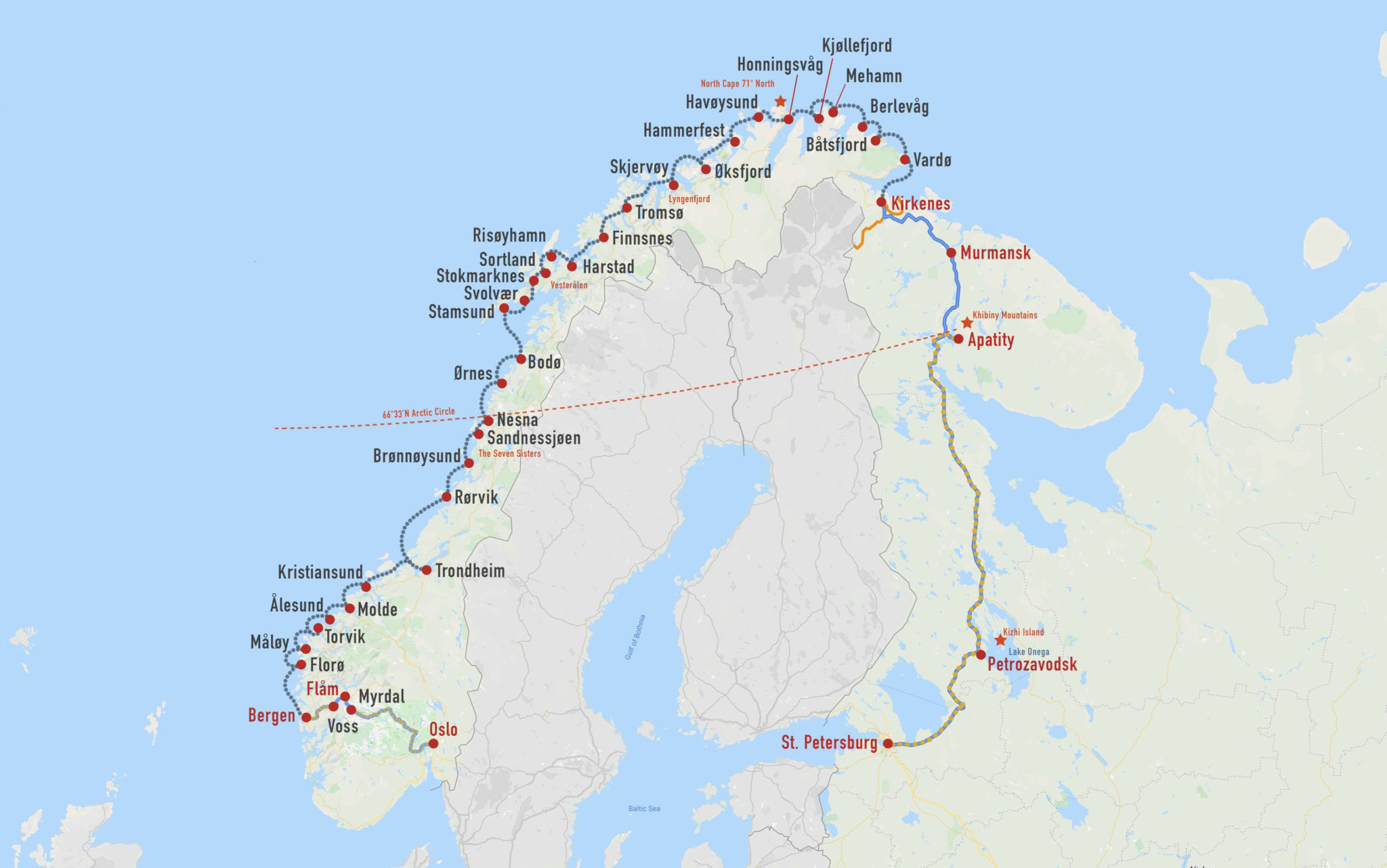 Russia & the Lights of Norway Itinerary ms Nordnorge