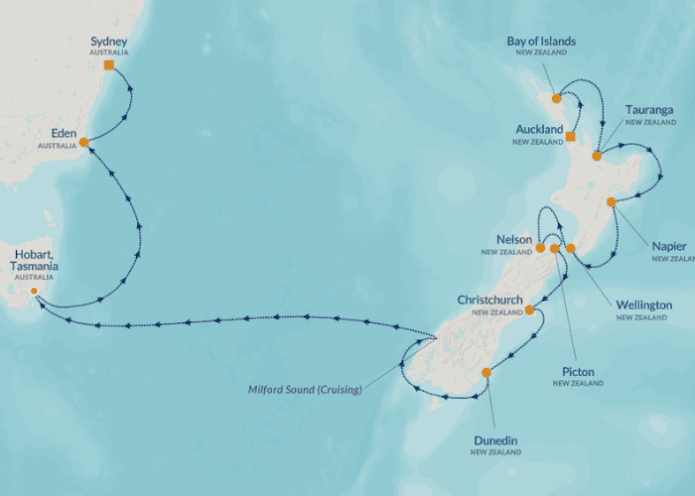 Azamara Pursuit Auckland to Sydney itinerary